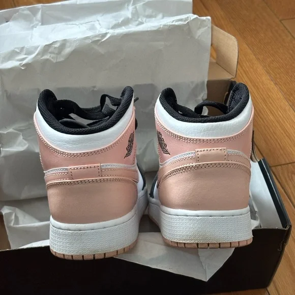 Jordan Air 1 Mid (GS) in White, Orange, and Black - Picture 2 of 5